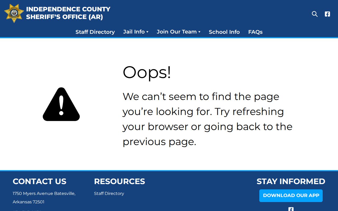 Independence County Sheriff mobile app access for arrest history resources