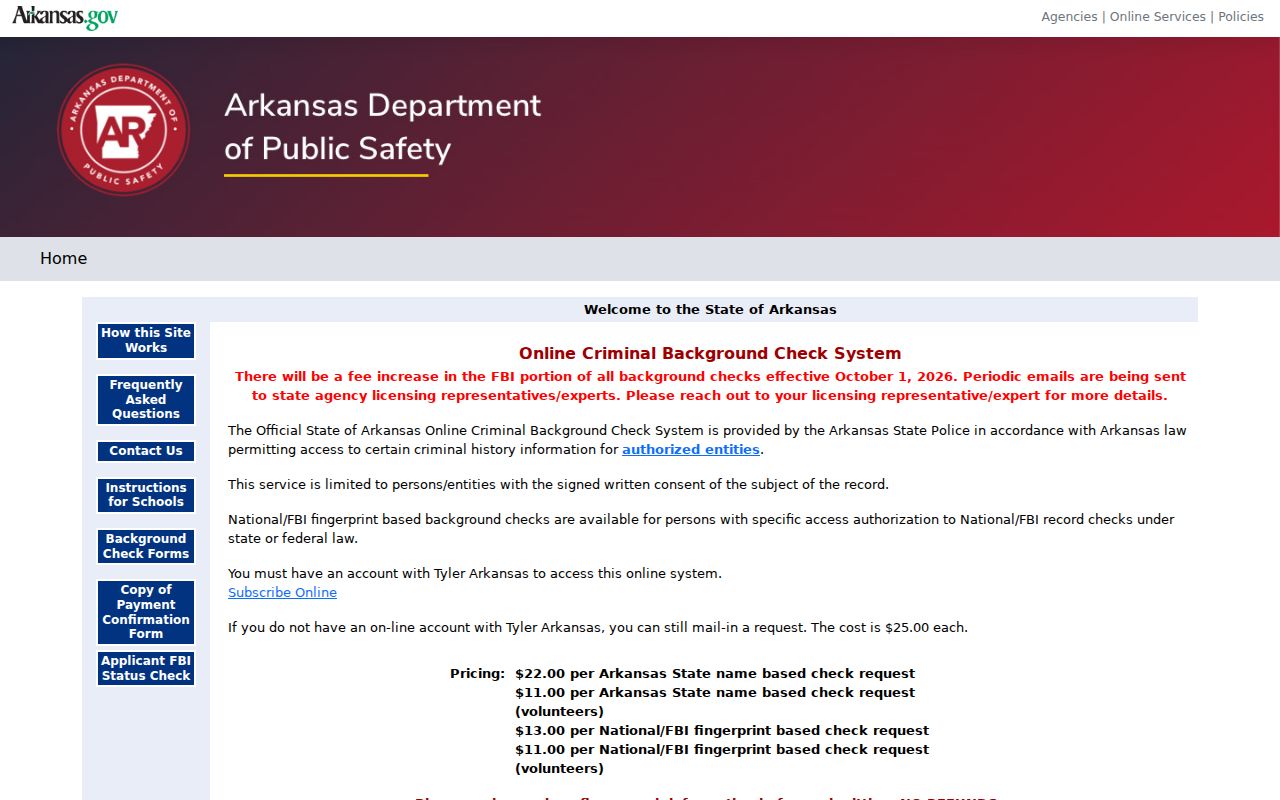 Independence County criminal history search through Arkansas ARCH