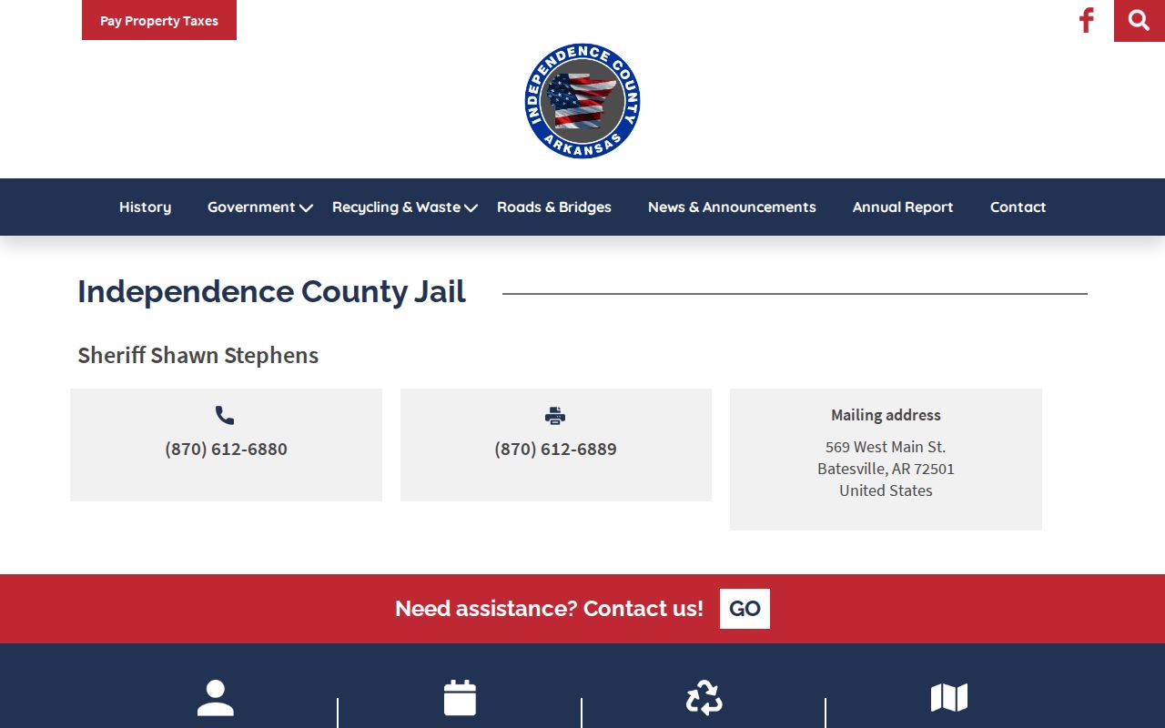 Independence County criminal booking records jail page
