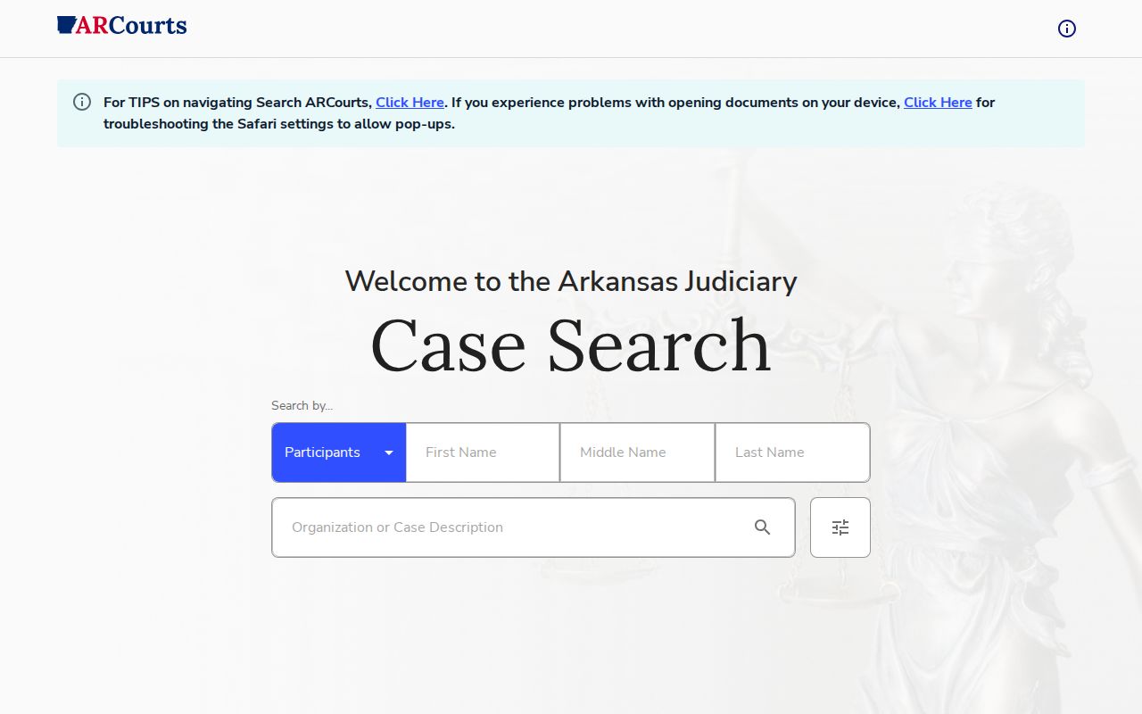 Independence County criminal court record Search ARCourts form